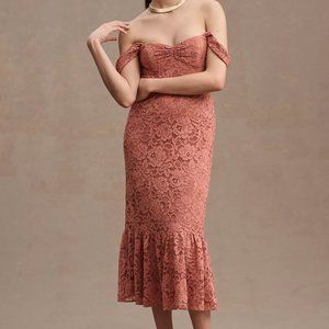 BHLDN Phoebe Off-Shoulder Lace Midi Dress